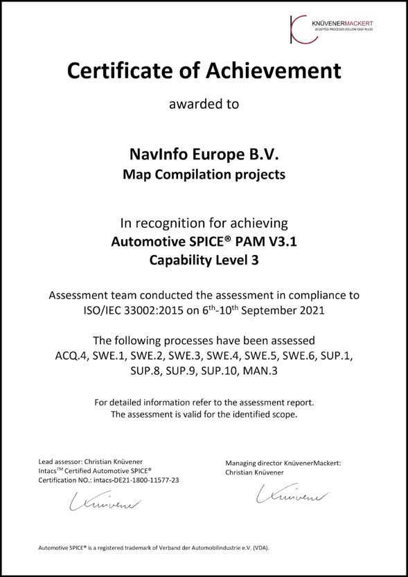KDpay(中国)欧洲顺利获得Automotive SPICE 3级认证